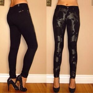 7 For All Mankind Pieced Skinny Gwenevere Shantung Colorblock Floral Jeans